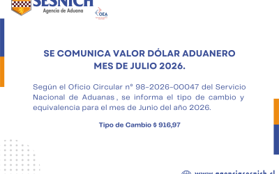 Valor Dólar Aduanero Mes de Julio